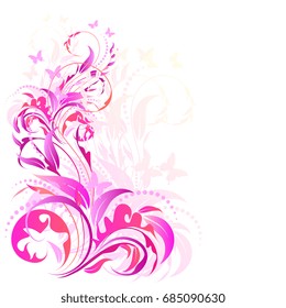 beautiful pink butterflies, isolated  on a white