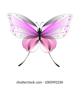 beautiful pink butterflies,isolated on a white 
