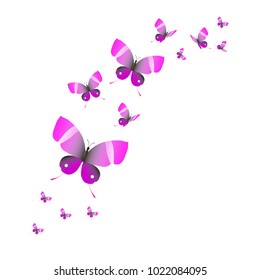 beautiful pink butterflies,isolated on a white 