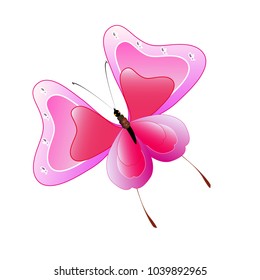 beautiful pink butterflies,isolated on a white 