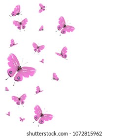 beautiful pink butterflies,isolated on a white 