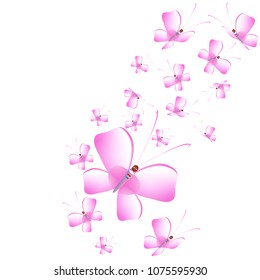 beautiful pink butterflies,isolated on a white 