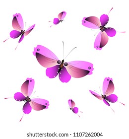 beautiful pink butterflies,isolated on a white 