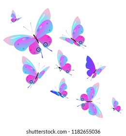 Beautiful Pink Butterfliesisolated On White Stock Vector (Royalty Free ...