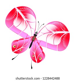 beautiful pink butterflies,isolated on a white 