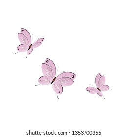 beautiful pink butterflies,isolated on a white 