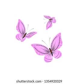 beautiful pink butterflies,isolated on a white 