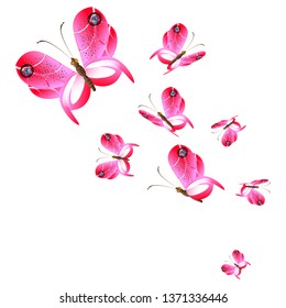 beautiful pink butterflies,isolated on a white 