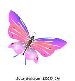 beautiful pink butterflies,isolated on a white 