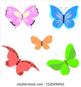 Set Abstract Butterflies Coloured Contour Silhouettes Stock Vector ...