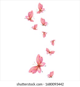 beautiful pink butterflies,isolated on a white 