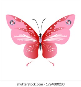 beautiful pink butterflies,isolated on a white 