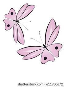 beautiful pink butterflies,isolated on a white 