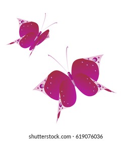 beautiful pink butterflies,isolated on a white 