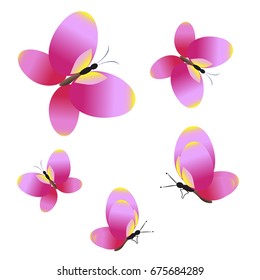 beautiful pink butterflies,isolated on a white 