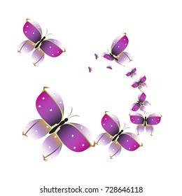 beautiful pink butterflies,isolated on a white 