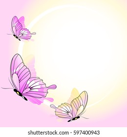 beautiful pink  butterflies,on a pink