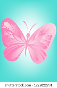 beautiful pink butterfly insect vector