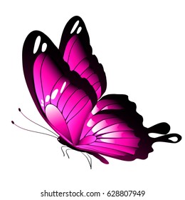 beautiful pink butterfly, isolated on a white - Shutterstock ID 628807949