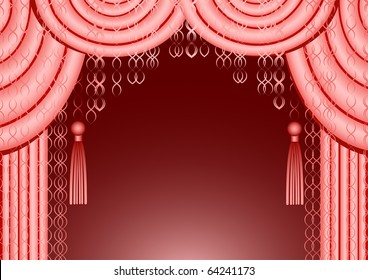 The beautiful pink curtain with claret background