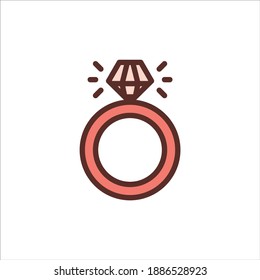Beautiful Pink Diamond Ring filled line icon