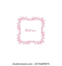 Beautiful pink floral decorative borders and frames set for fashion embroidery, baby girl arrival greeting card, book headers or wedding invitation. Part 1.