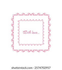 Beautiful pink floral decorative borders and frames set for fashion embroidery, baby girl arrival greeting card, book headers or wedding invitation. Part 2