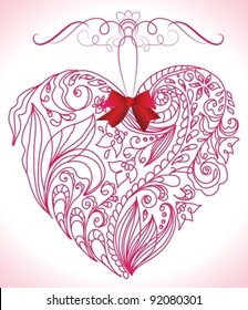 Beautiful pink floral heart, vector