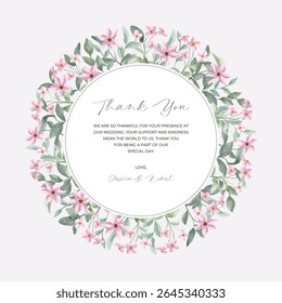 beautiful pink floral watercolor round frame