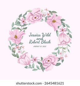 beautiful pink floral watercolor wreath