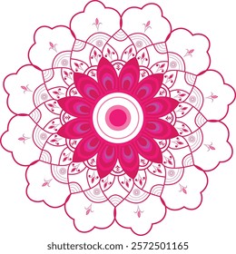 Beautiful pink flower mandala easy design vector