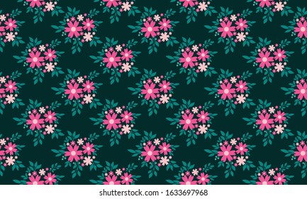 Beautiful pink flower pattern background for valentine, with leaf and floral decor.