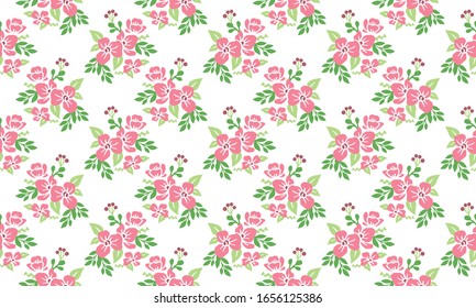 Beautiful pink flower pattern background for spring, with modern leaf and floral decor.