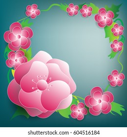 Beautiful pink flower spring background. vector illustration