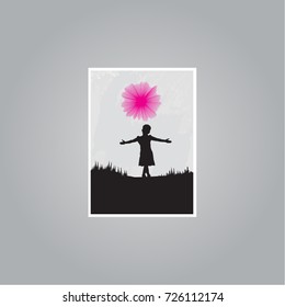 Beautiful Pink Flower Vector poster card design