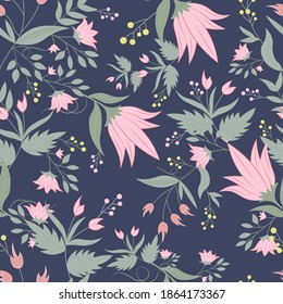 Hermoso patrón de repetición del vector de flor rosa.