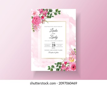 Hermosa invitación a la boda en flor rosa