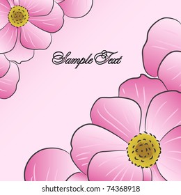 Beautiful pink flowers. Greeting card with flowers