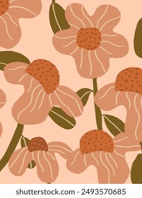 Beautiful Pink flowers and leaves patterns on pink background for web banner, branding package, fabric print, wallpaper, social media post, doodle, notes, book covers, wall decor.