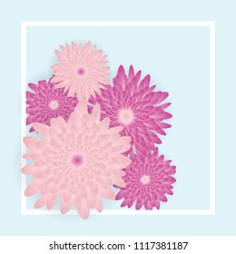 Beautiful pink flowers on light blue background, stock vector
