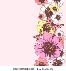 beautiful pink flowers , on a white