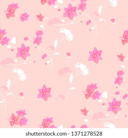 beautiful pink flowers , on a white, pattern