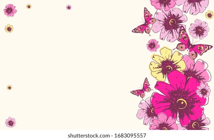 beautiful pink flowers , on a white
