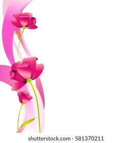 beautiful pink flowers , on a white
