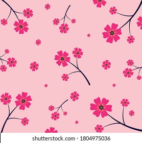 Beautiful pink flowers pattern background