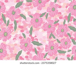 beautiful pink flowers print over abstract background