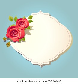 beautiful pink flowers ,roses, on a blue