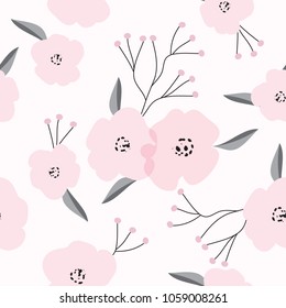 Beautiful pink flowers seamless pattern background can be used for wrapping paper, invitation card for wedding,wallpaper and textile. Vector illustration