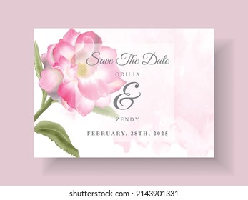 Beautiful pink flowers wedding invitation card template