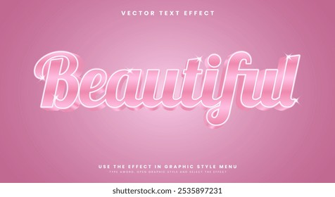 Hermosa Plantilla de efecto de texto editable de fuente rosa con lindo fondo